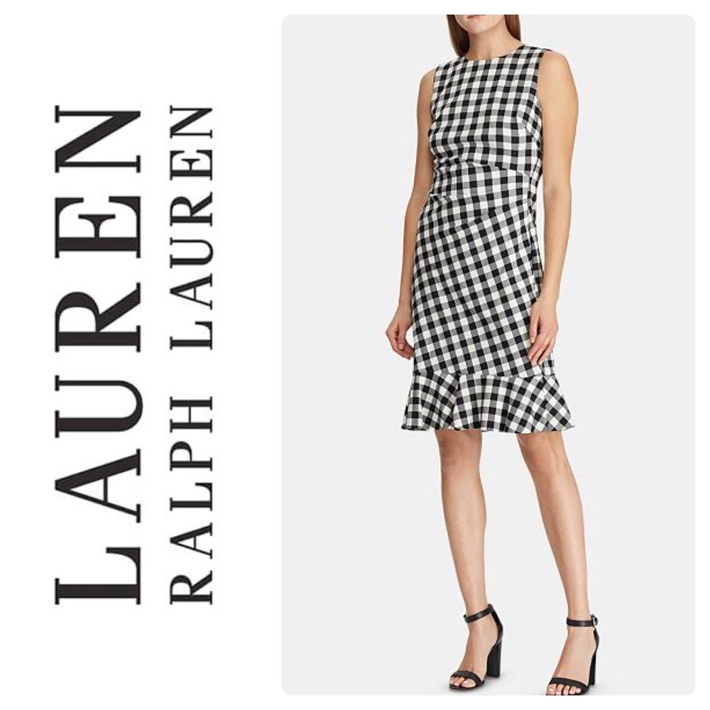New Lauren Ralph Lauren Gingham Jacquard Dress - Picture 2 of 5